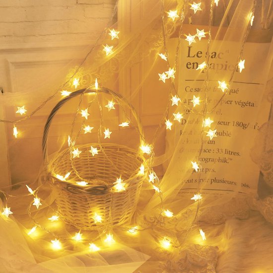 Led lampjes slinger- decoratieve ster lichtsnoer-werkt op batterij-warme kleur 5 meter 30 lampjes