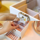 Luxe Sieradendoos met Spiegel en Sleutel - Wit