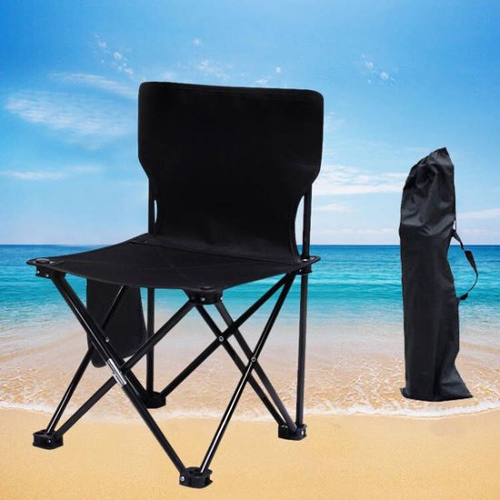 Campingstoel - Vouwstoel Visstoel – met gratis draagtas- zwart - Tot 150Kg - 41x41x72 zithoogte ca. 39cm