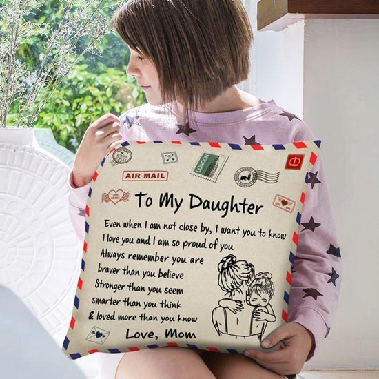 TDR - Sierkussensloop - 45x45 cm  - leuk als cadeau voor moeder naar dochter -  "To my daughter"