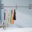 Stevige Kledingstang voor aan de Muur - Duurzame Kledingrail- Metaal -Draagvermogen tot 50 kg - Ideaal voor Wasruimte en Slaapkamer- 180 cm-Matzwart