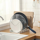 Verstelbaar RVS Pannenrek - Keukenorganizer - Wit