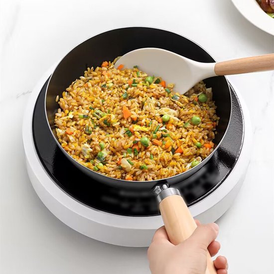 Traditionele Smeedijzeren Wokpan 22 cm met Visgraat Non-Stic