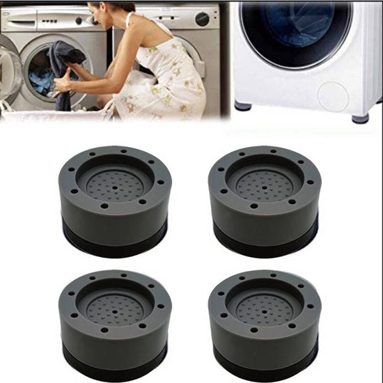 4 stuks Wasmachine Trillingsdempers - Vibratie demper pads - Antislipmatjes - Trillingsmat-Zwart