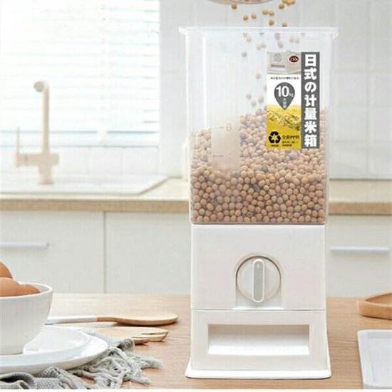 Japans Rijst/Granen Container/Dispenser/ Opbergdoos - 10KG inhoud - wit