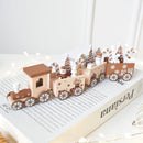 Luxe Houten Kersttrein - Kerstdecoratie - Kerstbomen, Cadeautjes en Snoepstokken - Nostalgische Feestsfeer- Bruin/Wit