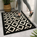 Geometrische antislip deurmat voor binnen-Schoonloopmat-zwart/beige 60x90cm