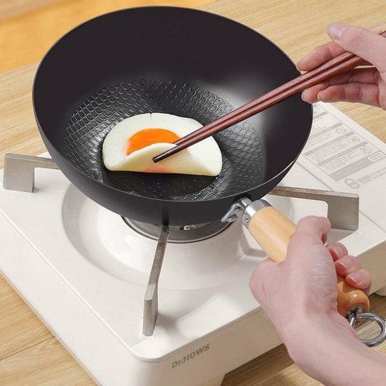 Wokpan - Ø 30 cm - Marmeren Coating - Geschikt voor Inductie, Gas, Elektrisch en Keramisch - Beige Creme - PFAS Vrij