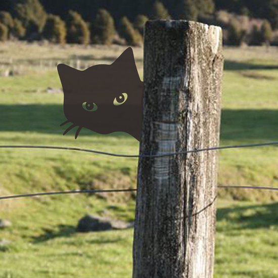 Katten decoraties set - Tuinbeelden dieren - Buiten versieren - Stevig staal - Set van 2 - Zwart – afbeelding 9