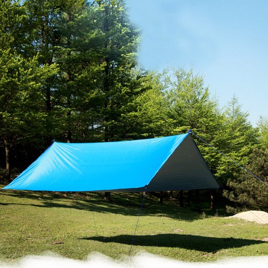 Outdoor Draagbaar Zonnescherm Met Opbergtas - Waterdicht - Tarps voor Kamperen 300 *300cm - 3-4 Personen - hemelsblauw