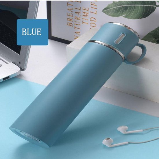 TDR - Thermosfles - RVS - grote capaciteit - 580 ml - Blauw