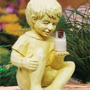 Creatieve hars tuinbeeld-Jongen en meisje standbeeld-decoratief tuinfiguur met glow in the dark poeder