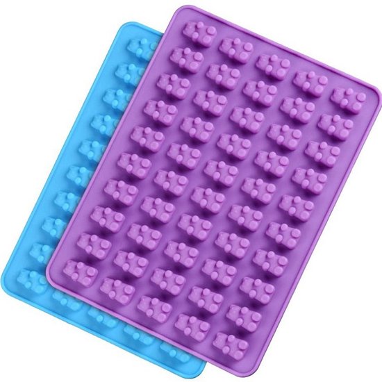 TDR-Gummy beer vorm  ijsblokjes-Siliconen mal + pipet -set van 4 (rood, blauw, groen, oranje)