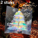 2 STUKS Betoverende 3D-Kerstboom Pop-up Kaart - Stuur een Magische Kerstgroet-blauw