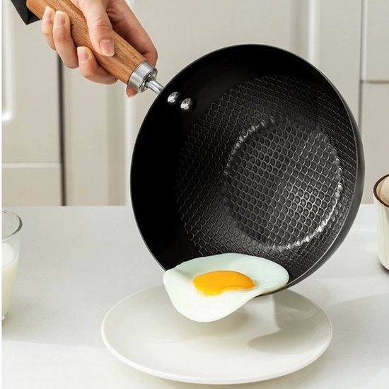 Wokpan - Ø 30 cm - Marmeren Coating - Geschikt voor Inductie, Gas, Elektrisch en Keramisch - Beige Creme - PFAS Vrij