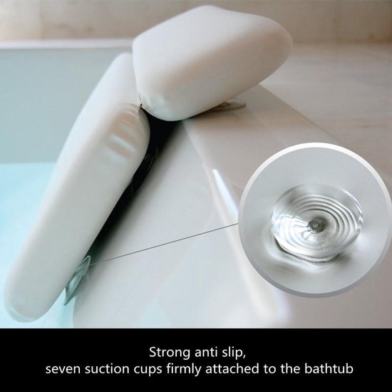 Luxe Bad kussen Met 7 Anti-Slip Zuignappen-Orthopedisch Hoofd, Nek & Schouders Steun-Heerlijk Voor In Bad en Jacuzzi-Waterdicht -wit