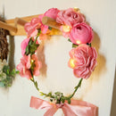 LED Bloemenkrans Hoofdband met 20 Warmwitte Lampen - Roze