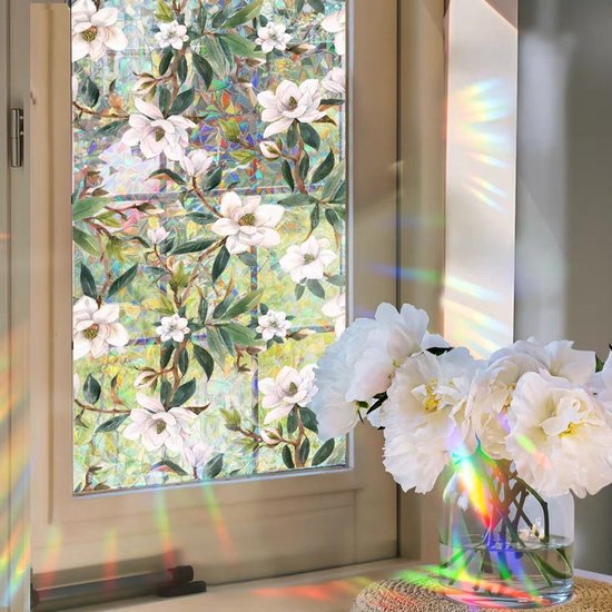 PVC glasfolie bloemen 40x100 cm - Zelfklevend, Privacy & UV