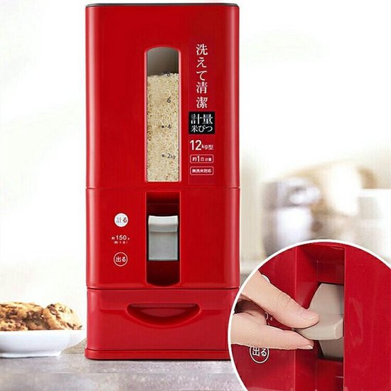 TDR-Japans Rijst/Granen Container/Dispenser/ Opbergdoos - 12KG inhoud - rood