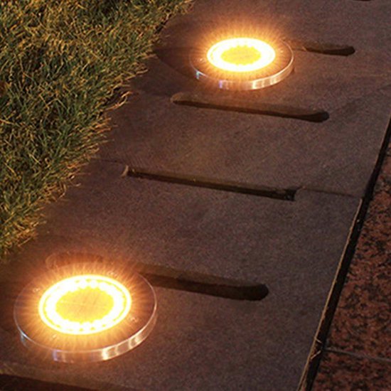 LED Buitenverlichting - 4 Spots met Lichtsensor - Warm Wit