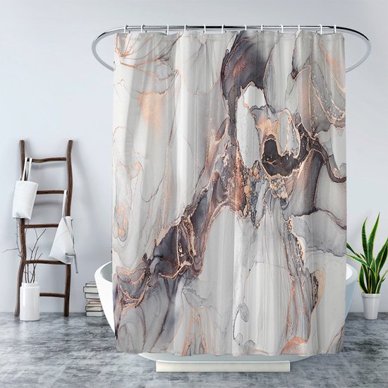 Waterdicht douchegordijn marmer geometrisch extra dik grijs