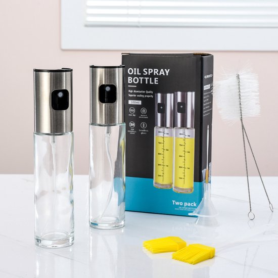 4 delige Stijlvolle en Praktische Glazen Spuitflessenset 100ml -BBQ Accesoires-Lekvrij en Ergonomisch - Ideaal voor Olie en Azijn-2sets
