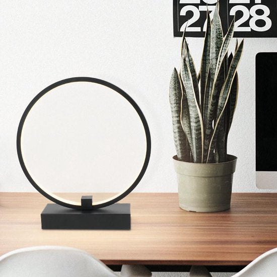 LED Tafellamp Cirkel 30cm - 3 Lichtstanden - Zwart