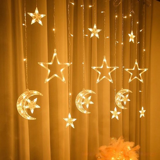LED Lichtgordijn Maan & Ster Ramadan 3,5m 120 LED Warm wit