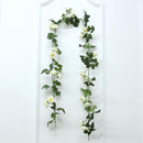 2 Stuks Rozen Slinger - Kunstbloemen slinger - Balkon decoratie - Zomerbloem- 145cm - Klimroos cream & Wit- Bruiloft Decoratie – Trouwen -Trouwdag bloemen