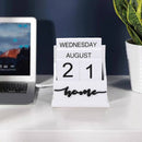 Houten Eeuwigdurende Kalender met 'Home' Design – Stijlvolle Handmatige Datumweergave voor Thuis & Kantoor-wit
