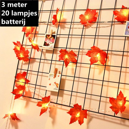 Merkloos LED Esdoornblad Lichtslinger 3m 20 stk Oranje-Rood