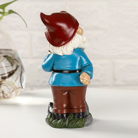 Tuinkabouterbeeld met Lantaarn - Tuindecoratie 9x8x20cm