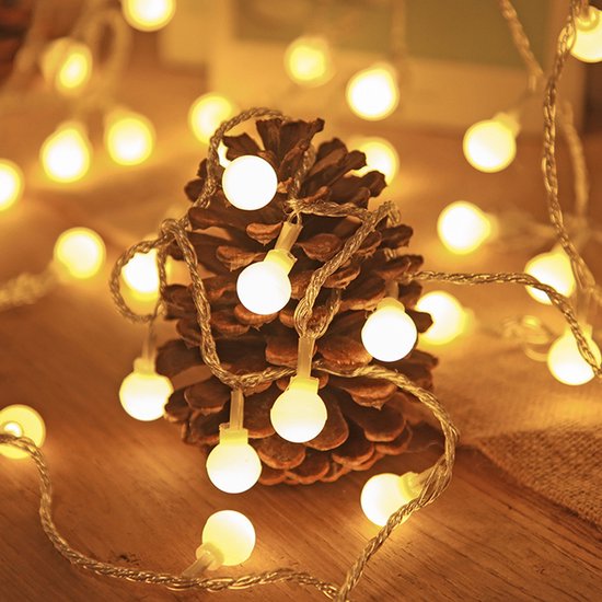 LED bal lichtsnoer warm wit 12m 100 lichtjes bal USB 8 funct