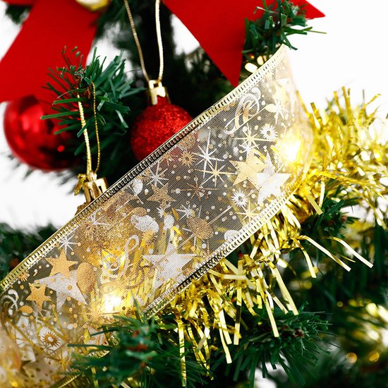 LED Kerstboom Licht Lint- 5 Meter 50 LED Lichtjes-werkt op batterij-kerstdecoratie-warm wit Licht-goud