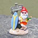 Grappige Relaxte Kabouter met Surfplank - Kleurrijke en Weerbestendige Tuinornament - Vrolijke Tuindecoratie