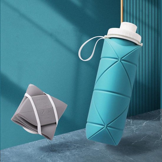 Outdoor draagbare opvouwbare waterfles cyaan 600ML