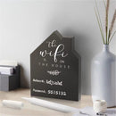 Houten WiFi Bord Huisvorm – Schrijfbaar Netwerk & Wachtwoordbord