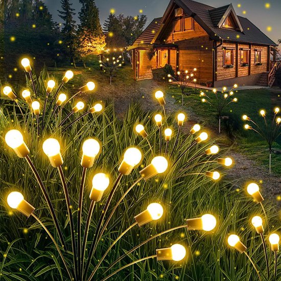 Verlicht Je Tuin met Stijl-LED-tuinlamp op zonne energie vuurvlieg 10 lichts-warm licht-74 cm Hoog
