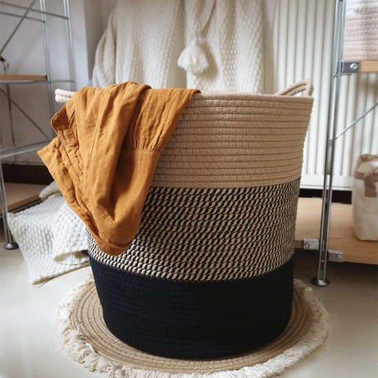 Katoentouw Opbergmand met Handvatten - 35 cm x 40 cm - Bruin