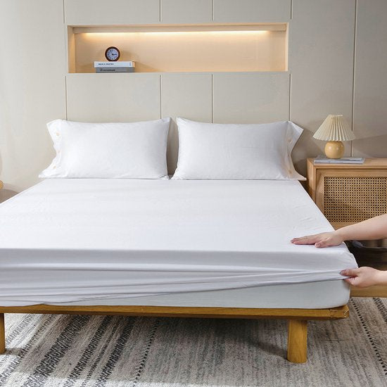 Matrashoes - Ademend & Antibacterieel - Waterdicht - Bescherm uw matras tegen vloeistoffen & allergieën-200*200 wit