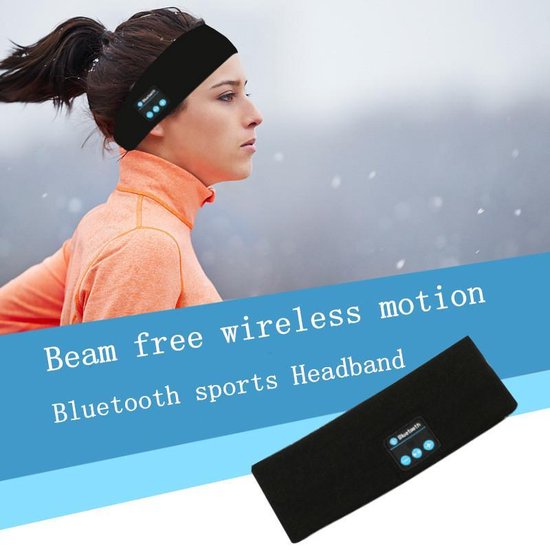 Sport hoofdband met Bluetooth - Geïntegreerde afneembare speakers (koptelefoon functie) - Oplaadbaar via USB - Afspelen Muziek - Bellen - Zwart