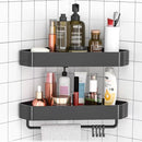 Driehoekig Badkamerrek 2 Lagen met 4 Haakjes - Zwart