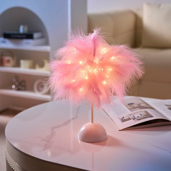 Luxe LED veren tafellamp warm wit - roze
