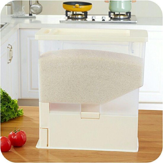 Rijst/Granen Container/Dispenser/ Opbergdoos -15KG inhoud - wit