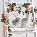 2 Stuks Klimop Slinger met grote rozen kunstbloem -2 meter lang-decoratieve slinger-Bloemenkrans- roze