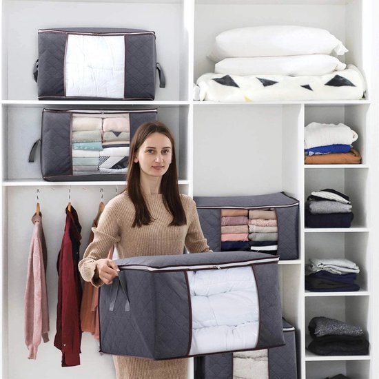 4x Opbergtas voor Kleding/Dekbed - 50L - Grijs