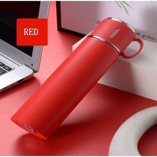 Thermosfles - RVS - grote capaciteit - 580 ml - Rood