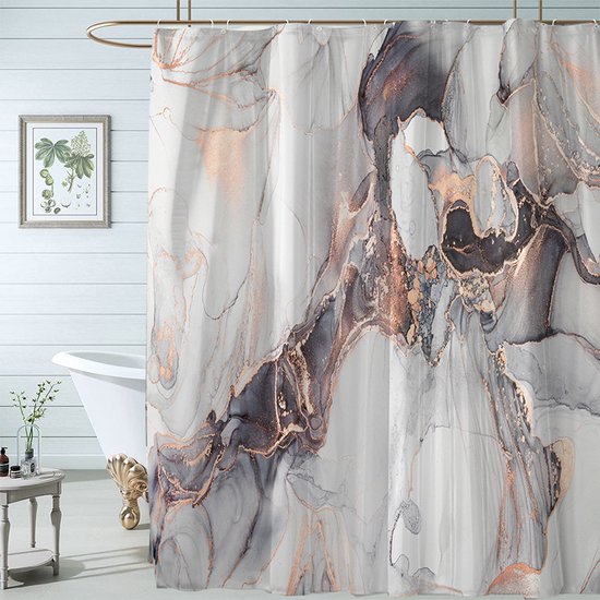 Waterdicht douchegordijn marmer geometrisch extra dik grijs