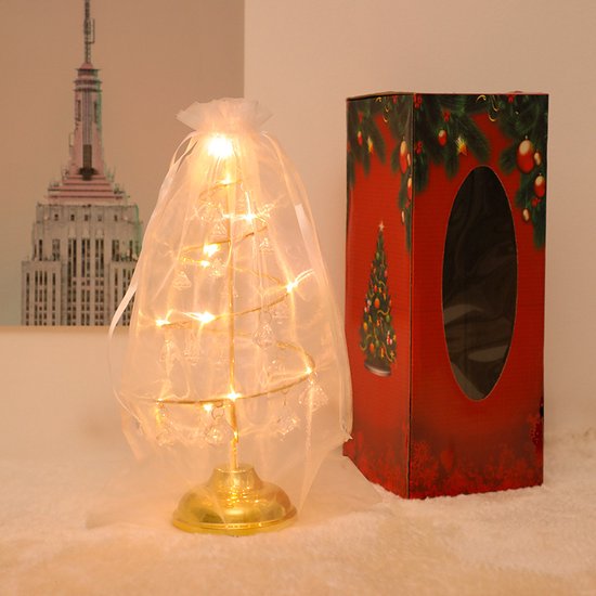 led kerstverlichting -tafellamp- kerstboom vorm lamp werkt op batterij -kerstversiering-gouden warm licht