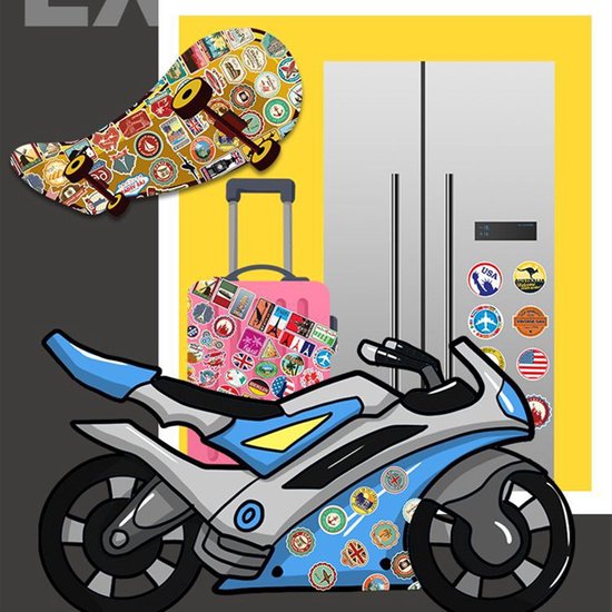 100 reizen en landen Sticker-Stickers voor laptop,koffers,ko